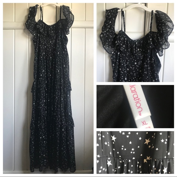 Xhilaration Dresses & Skirts - floor-length chiffon tiered sundress w stars ⭐️✨